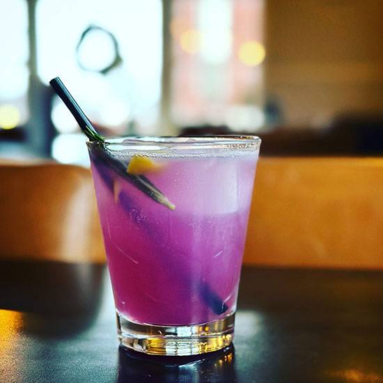 Close up a purple cocktail