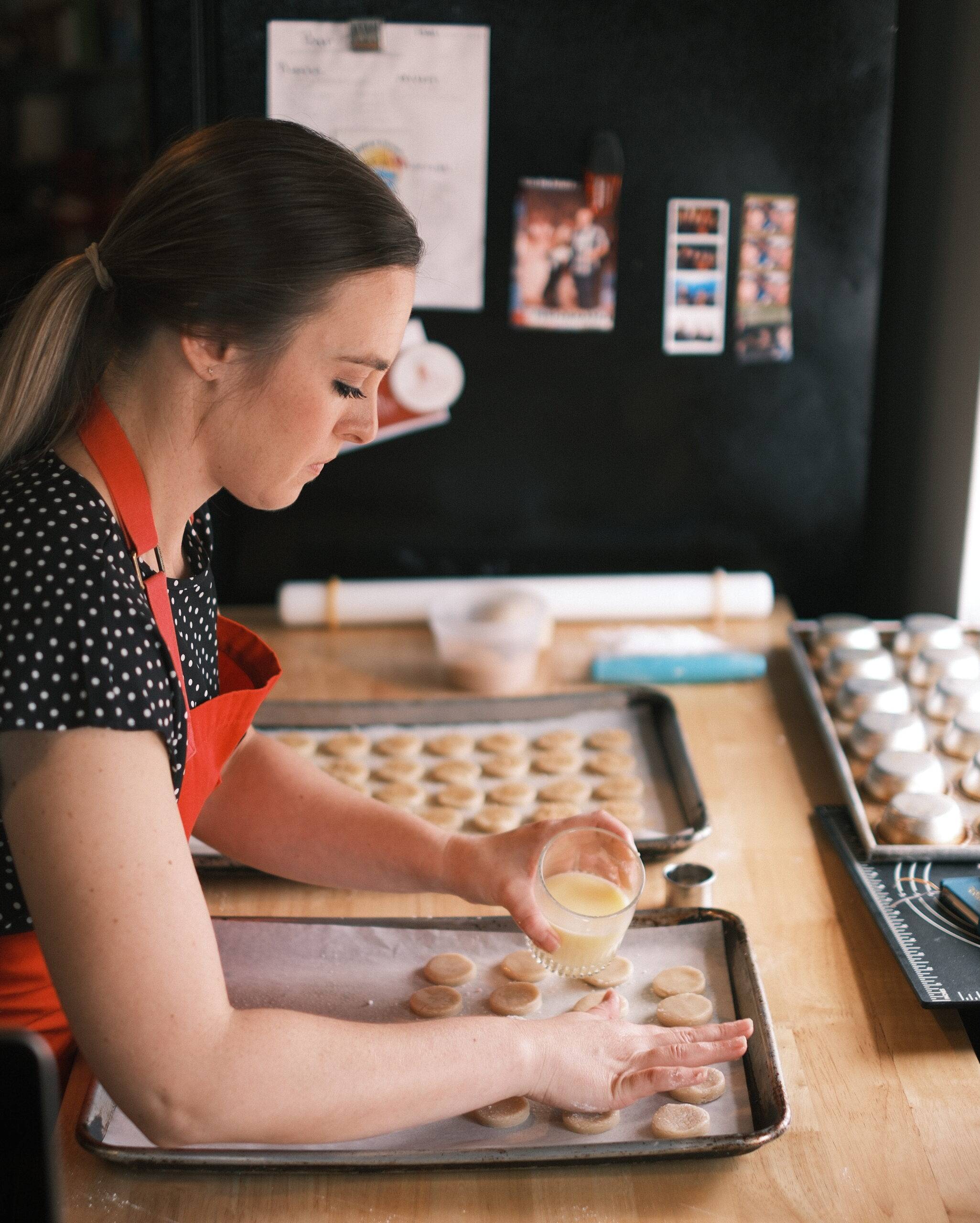 Seasoning bistro co-owner Katie preparing baked goods