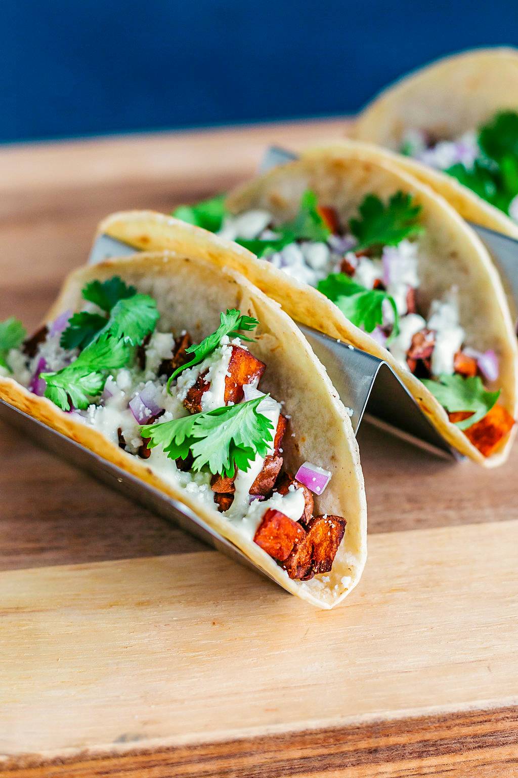 Close up of veggie tacos